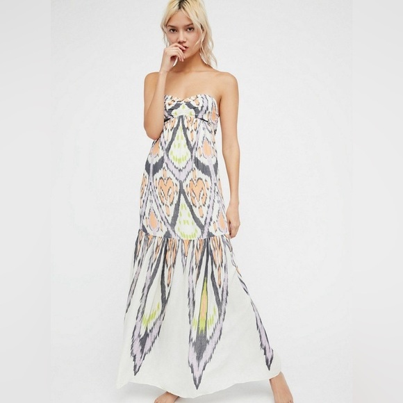 Strapless Multicolor Maxi Dress - Picture 1 of 7